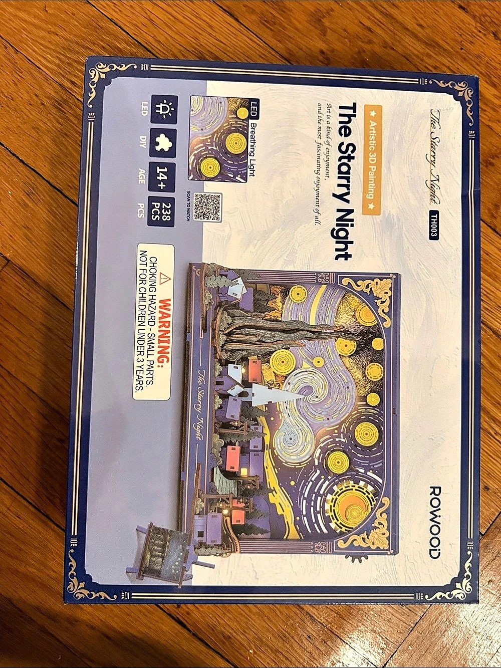 NIB Sealed ROWWOOD The Starry Night 1000-Piece Painting Puzzle with led lights